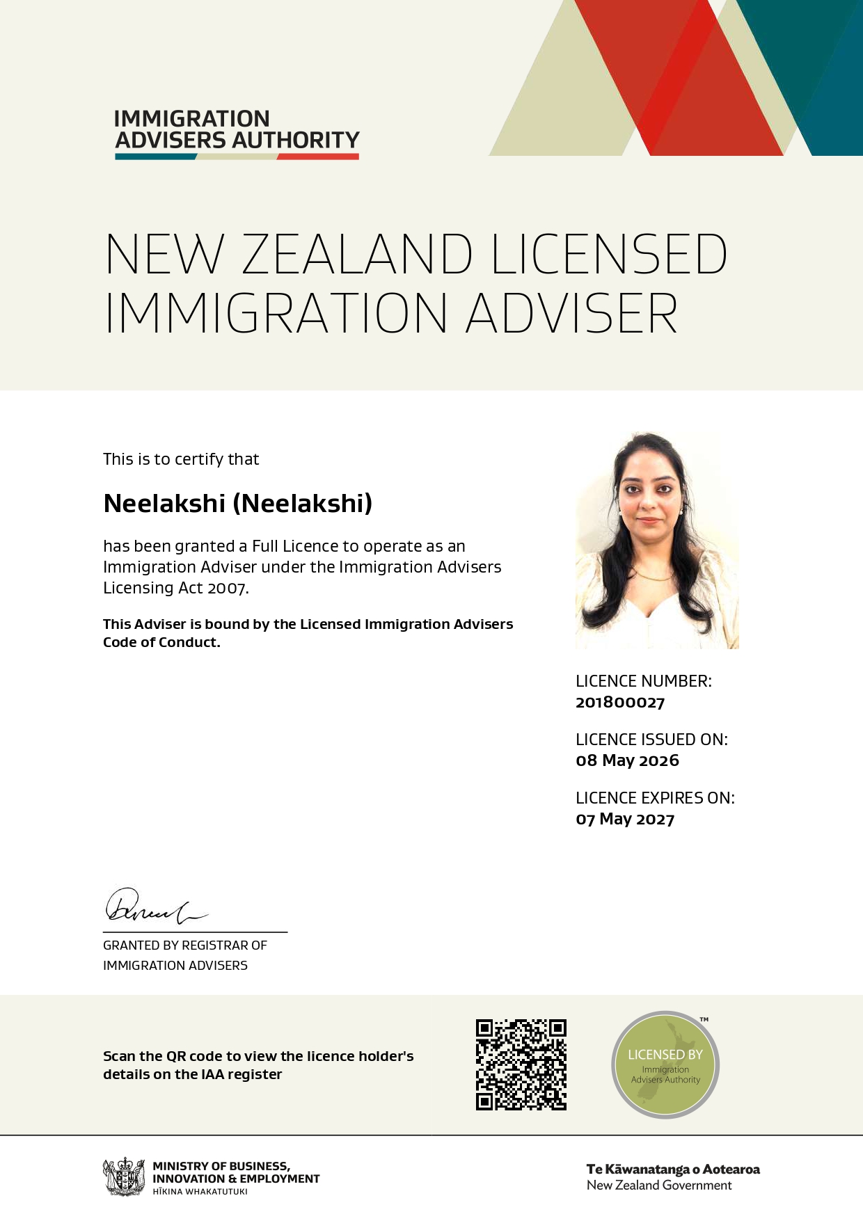 Certificate for Licensed Immigration Adviser-Neelakshi (Neelakshi)-201800027_page-0001